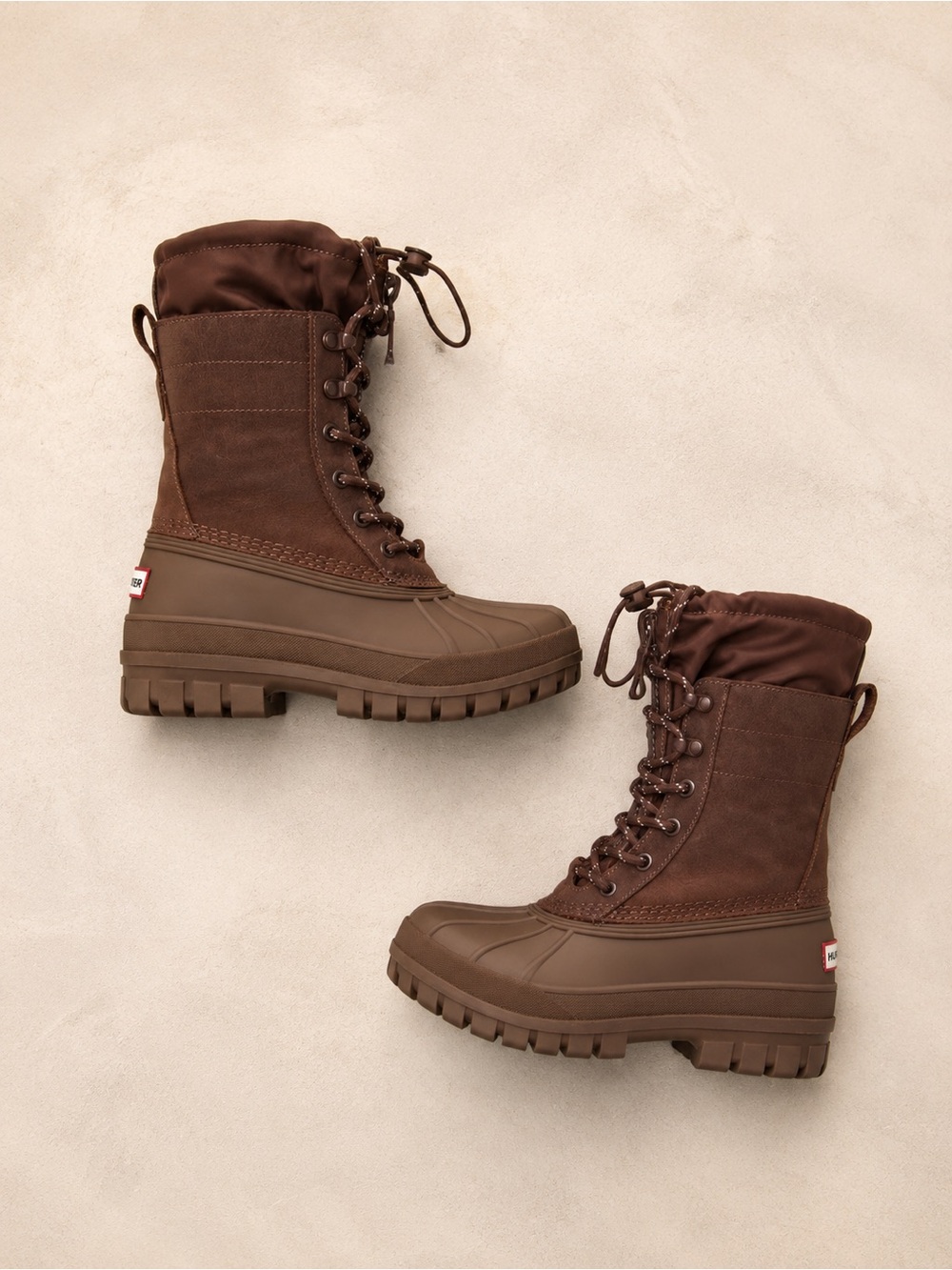 Hunter Skylar Bungee Waterproof Brown Winter Boots Size 7 Gorpcore Outdoor Fall